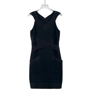 CHANEL Black Mini Dress with Button Detail